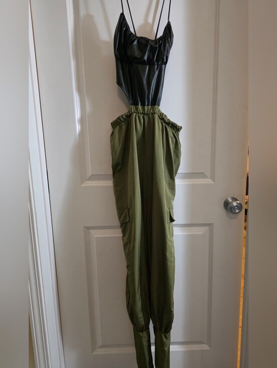Fashion Nova Pants - Fashion Nova Olive Green Cargo Jumpsuit